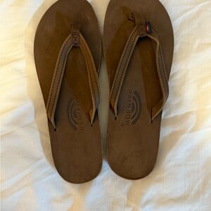 Rainbow Brown slim strap Flip Flops